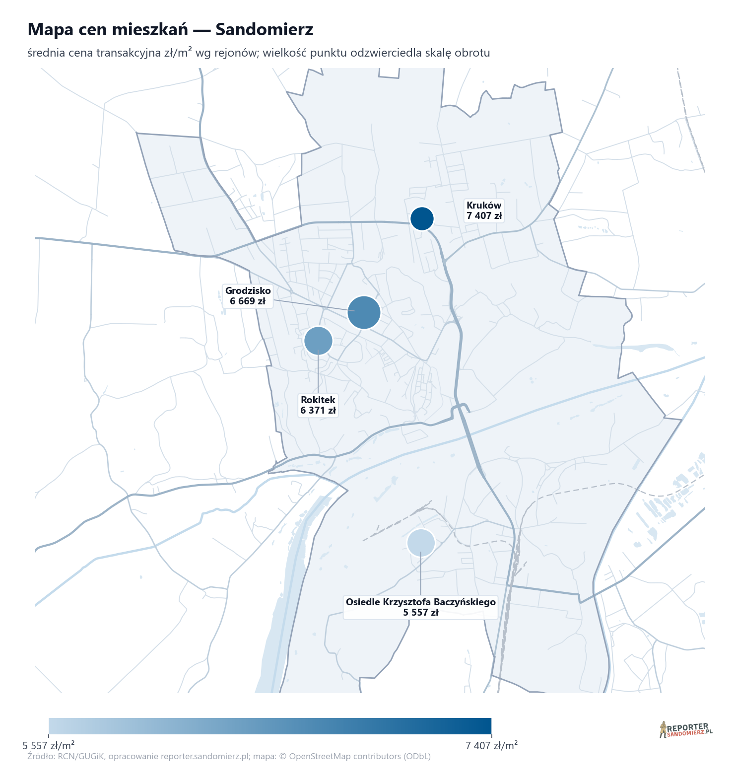 Mapa cen mieszkań - Sandomierz