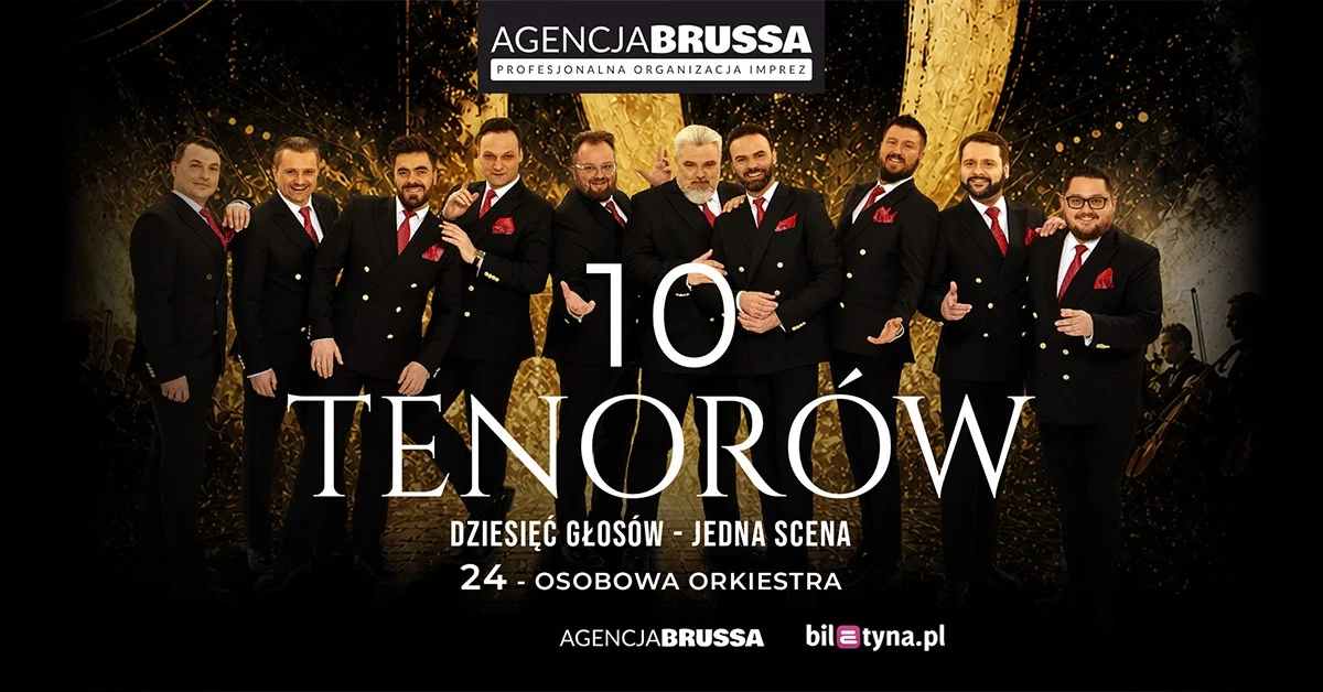 Grafika promocyjna wydarzenia 10 Tenorów: koncert w Sandomierzu