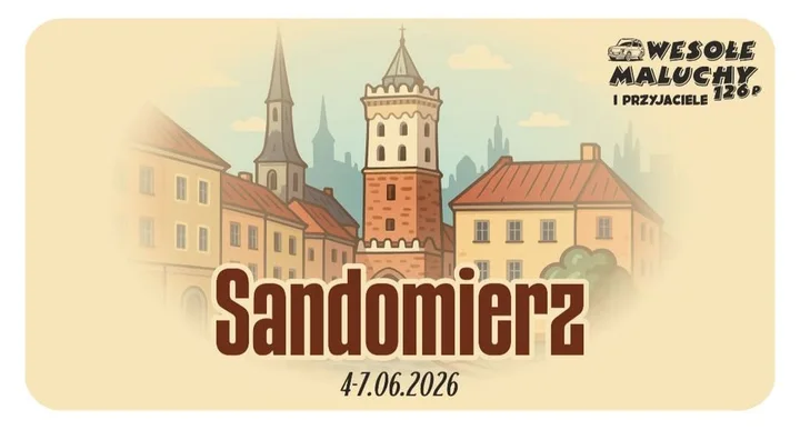 Grafika promocyjna wydarzenia Sandomierz 2026 — zlot turystyki i rekreacji w malowniczym Sandomierzu