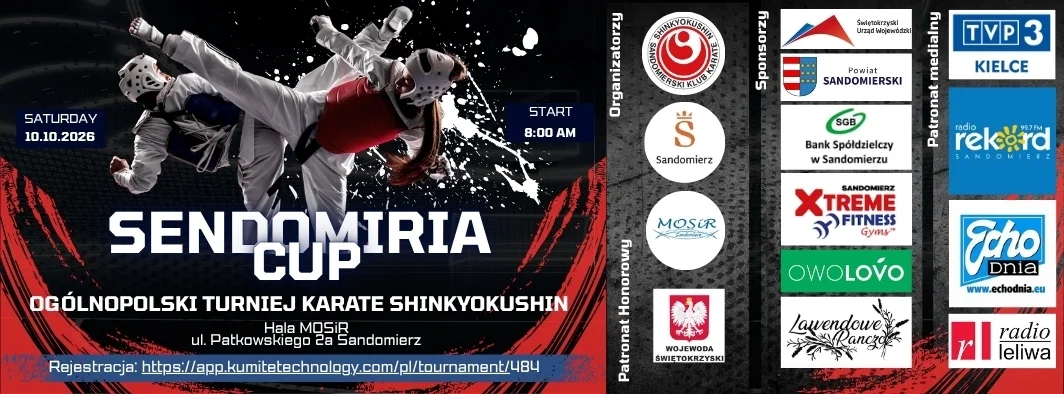 Grafika promocyjna wydarzenia SENDOMIRIA CUP 2026 w Sandomierzu