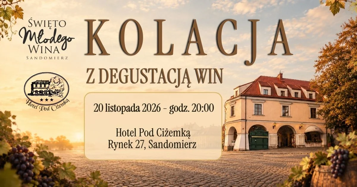 Grafika promocyjna wydarzenia Święto Młodego Wina 2026 – kolacja degustacyjna