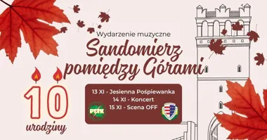 Grafika promocyjna wydarzenia Sandomierz pomiędzy Górami 2026 – jesienny jubileusz