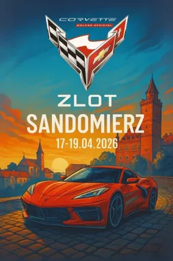 Grafika promocyjna wydarzenia Zlot Corvette Poland Official 2026 w Sandomierzu