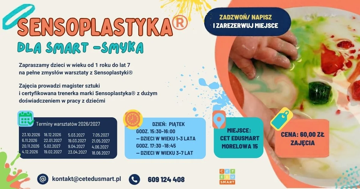 Grafika promocyjna wydarzenia Sensoplastyka® dla dzieci