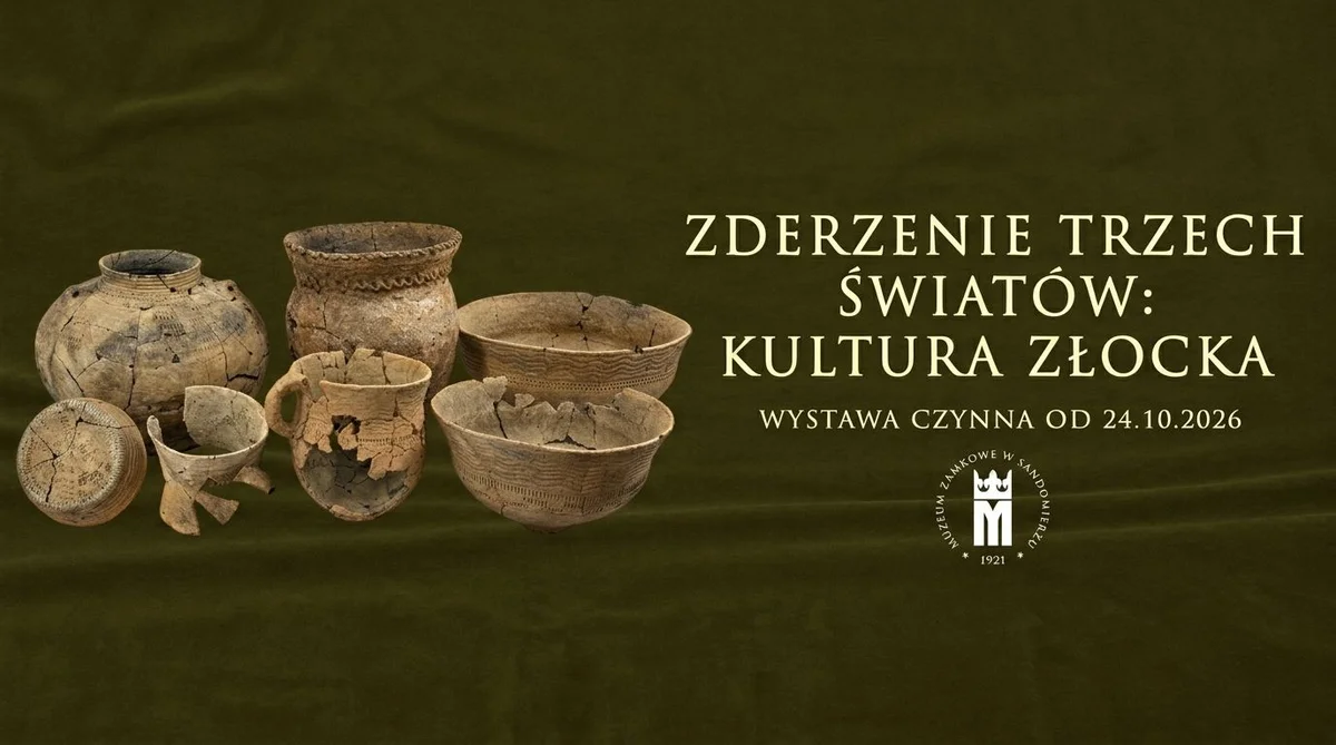 Grafika promocyjna wydarzenia Zderzenie trzech światów: kultura złocka w Sandomierzu