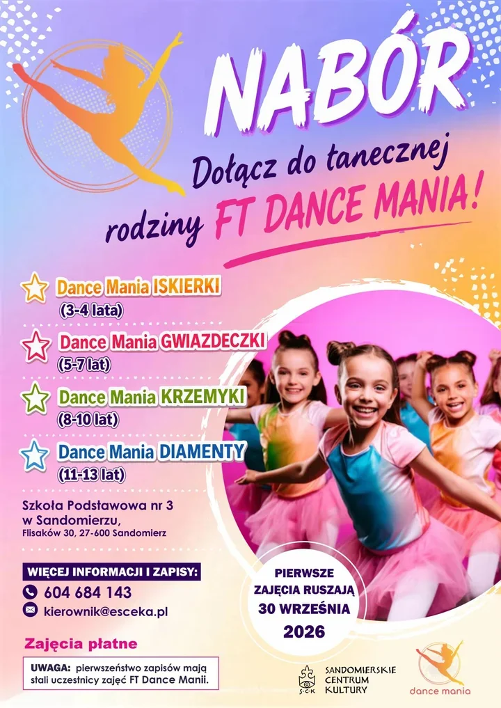 Dance Mania wraca z naborem. Cztery grupy dzieci i nowe miejsce zajęć