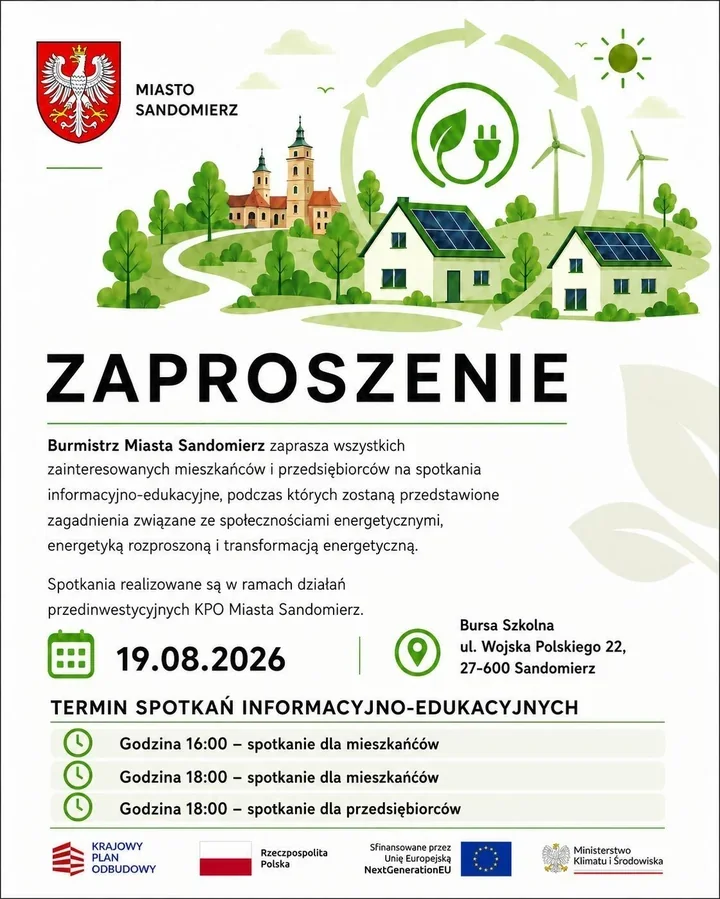 Co zmieni lokalna energia w Sandomierzu? Osobne spotkania dla mieszkańców i firm