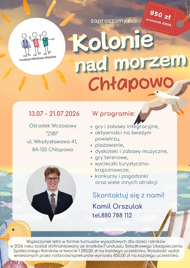 Letnie kolonie dla dzieci rolników. Jest wsparcie KRUS i wyjazd do Chłapowa