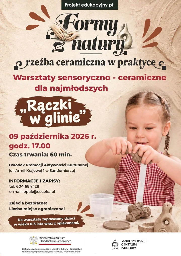 Małe dłonie, wielka zabawa z gliną. Bezpłatne warsztaty w Sandomierzu