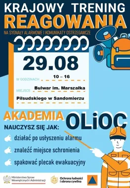 Sygnały alarmowe i plecak ewakuacyjny. Trening na sandomierskim bulwarze