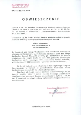 Decyzja dla oświetlenia na ulicy Podmiejskiej. Jest 14 dni na odwołanie