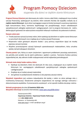 Roczne stypendia SPES dla dzieci w ciężkim stanie klinicznym – nabór trwa