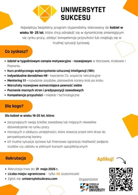 Ruszyła rekrutacja do Uniwersytetu Sukcesu – bezpłatne wsparcie dla młodych kobiet