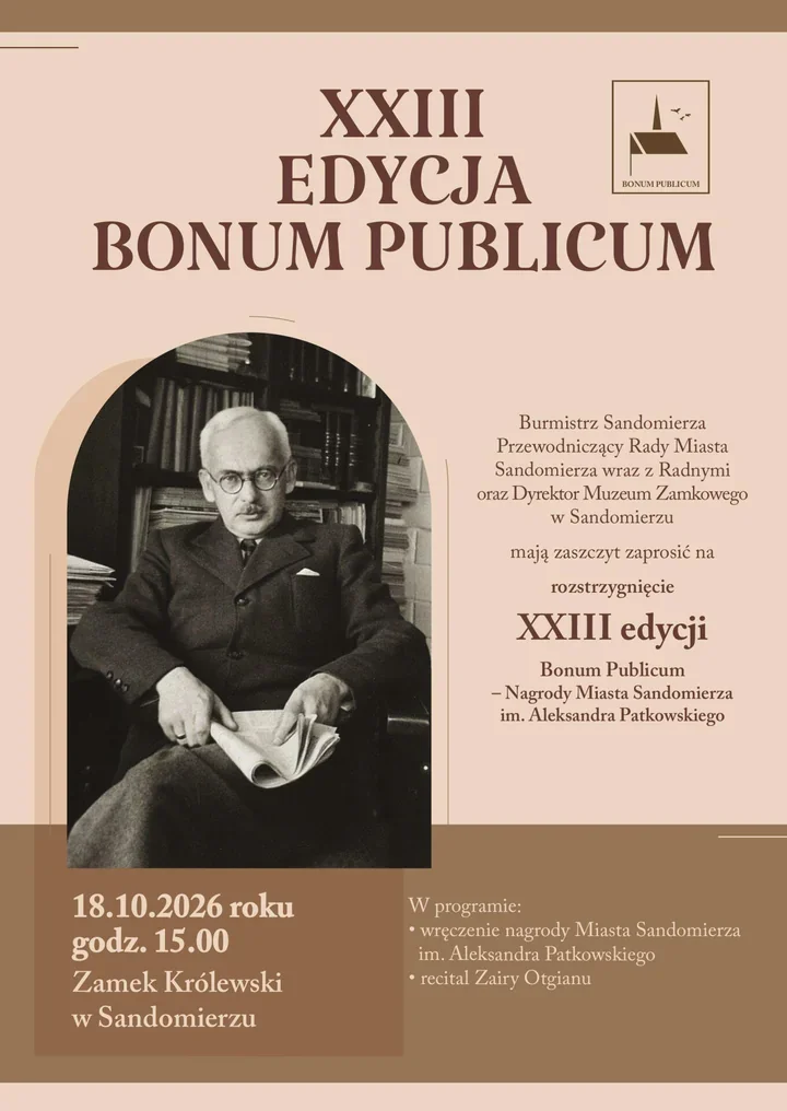 W Sandomierzu wręczą nagrodę Bonum Publicum. W programie recital