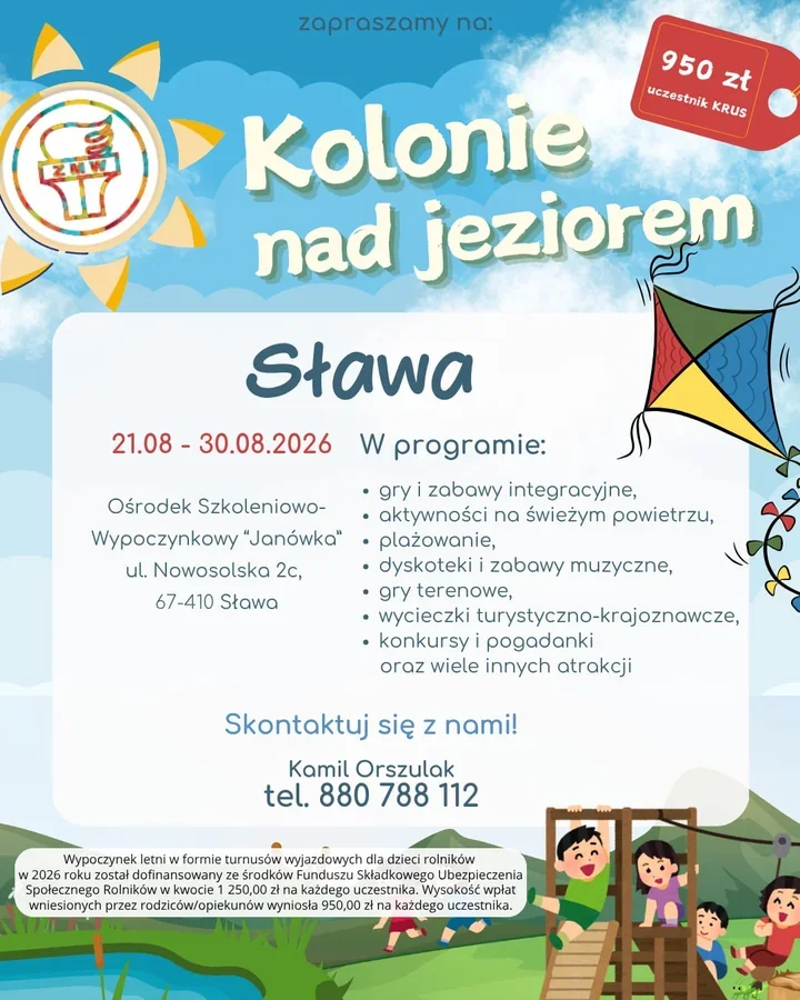 Kolonie nad jeziorem dla dzieci rolników. Wyjazd do Sławy