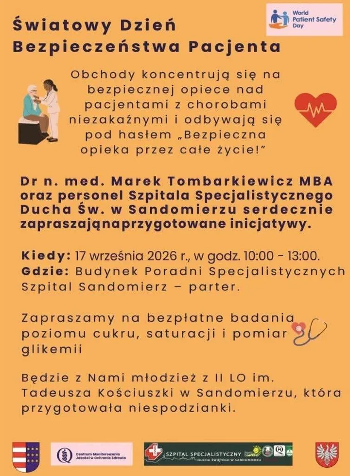 Sandomierski szpital sprawdzi cukier i saturację. Wieczorem pojawi się pomarańczowe światło