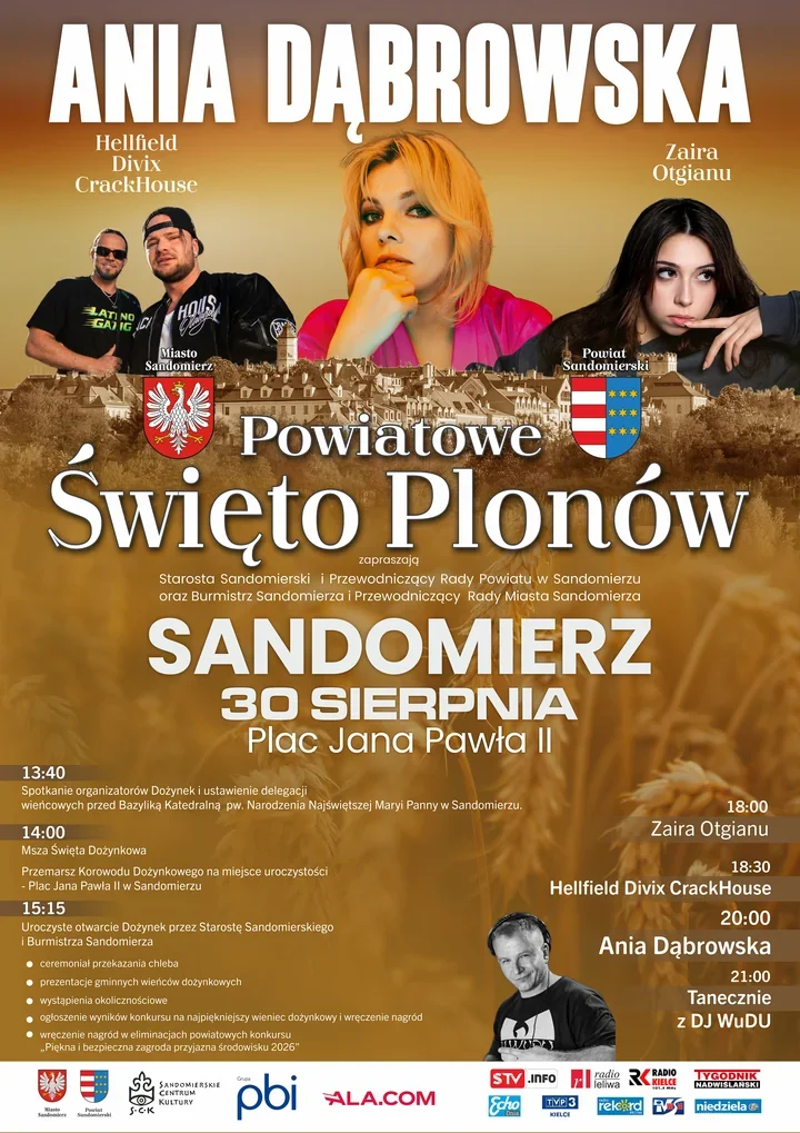 Dożynki w Sandomierzu z Anią Dąbrowską. Będzie też taneczny finał