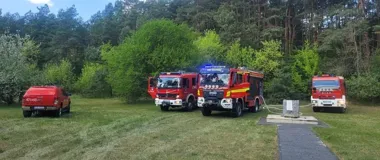Dron nad lasem pod Koprzywnicą - strażacy walczyli z płonącą ściółką